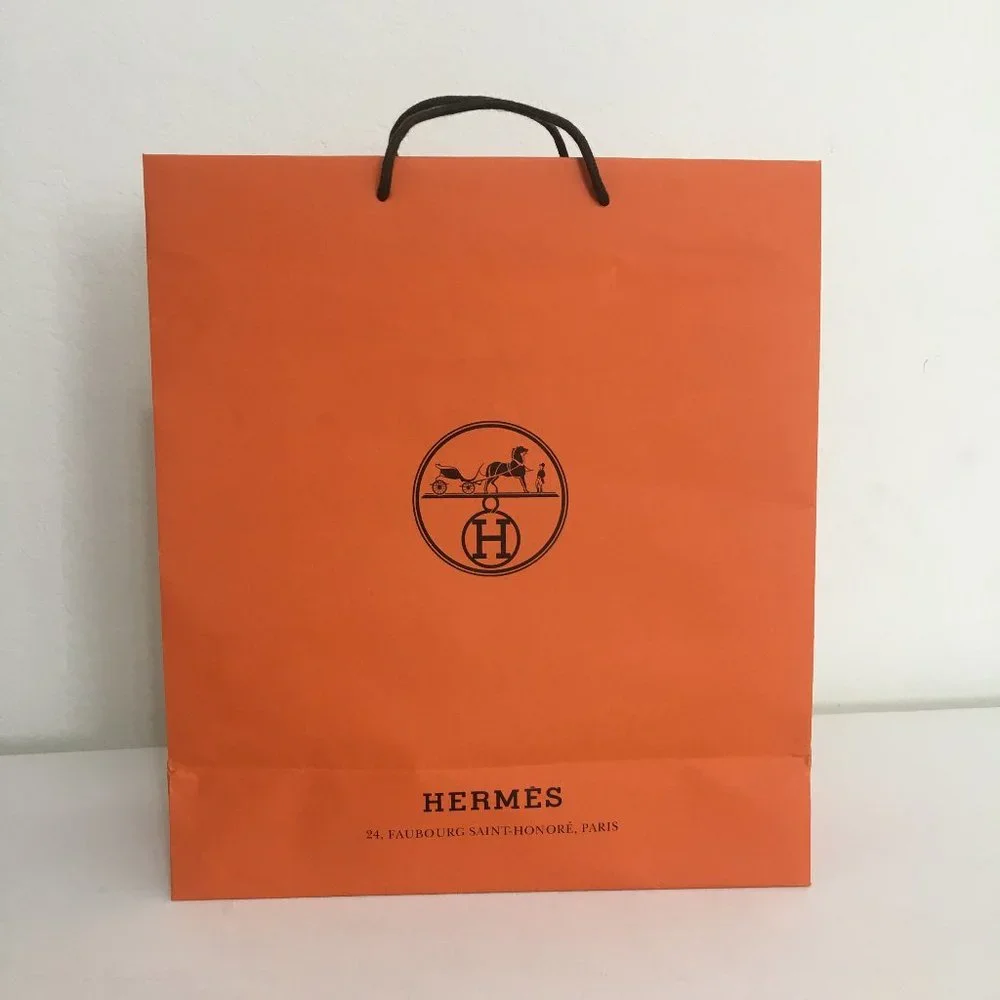 Hermes Authentic Paper Shopping Gift Bag 18.5 x 16.5 x 6.5 Rectangular Orange